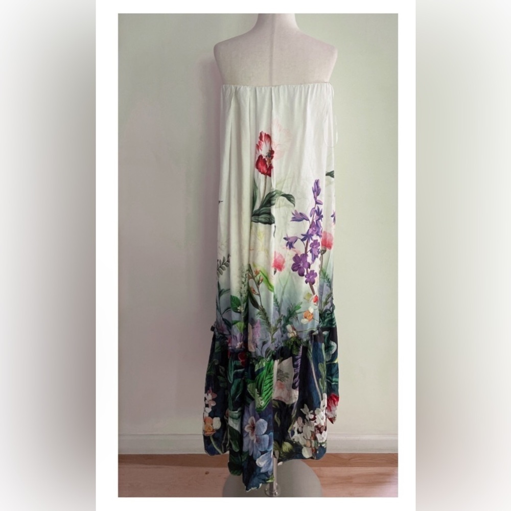 Anthropologie Floral Strapless Maxi Dress Sz M - Picture 7 of 7